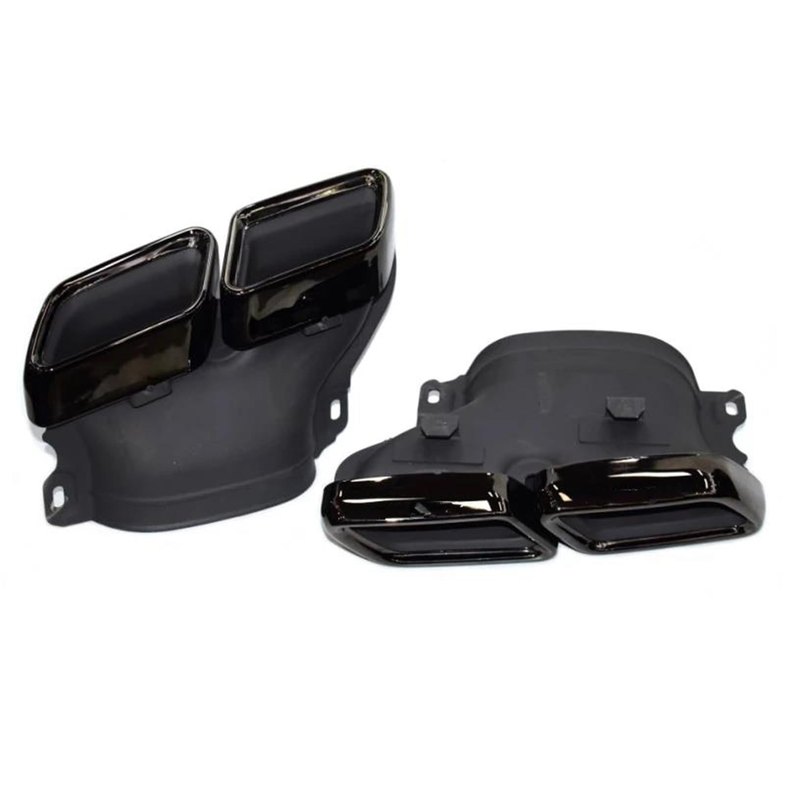 Auspuffblenden Für Mercedes Für C63 W205 C200 C300 C260 C180 2015-2018 Carbon Fiber Glänzend/Matt Schwarz AMG Auspuff Tipps Schalldämpfer Rohr Endrohrblenden(Schwarz)
