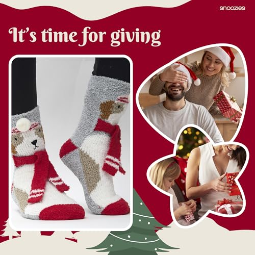 Image of Snoozies Fuzzy Funny Socks for Women, Christmas Sock 1 Pair, Cozy Winter Holiday