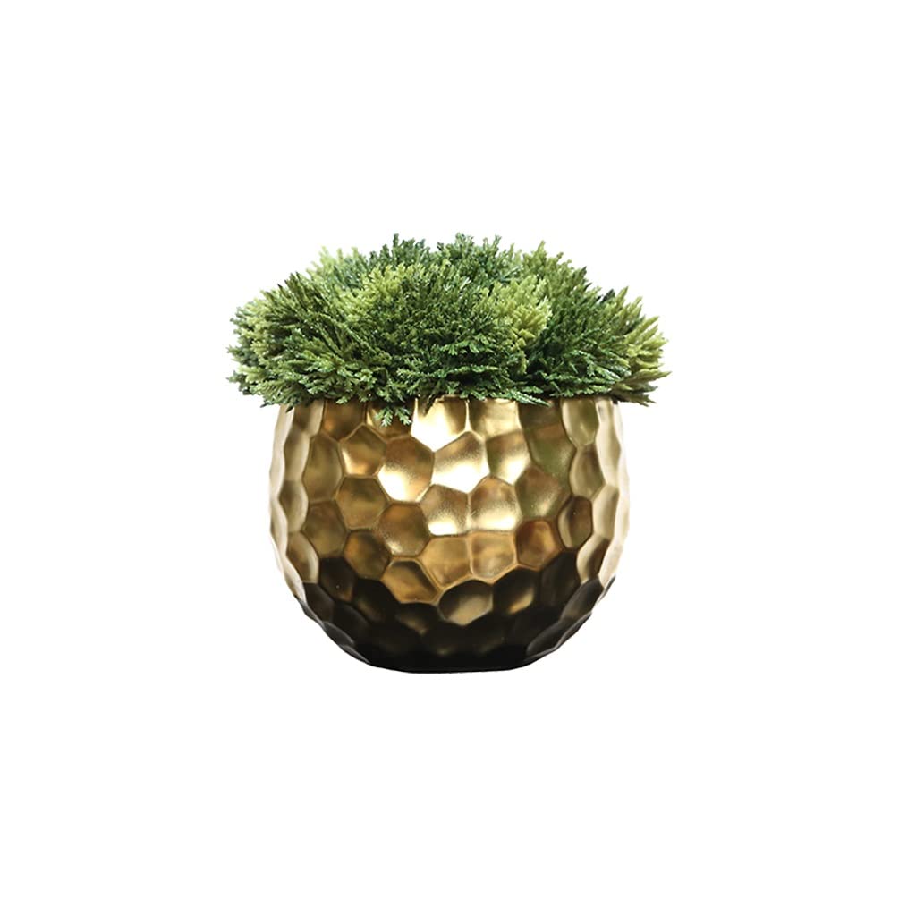 Árbol bonsái Artificial pequeño, simulación de bonsái, hoja de tuya, planta Verde, Dispositivo de Flores doradas, hogar, Sala de estar, oficina, escritorio, adornos pequeños en Mac