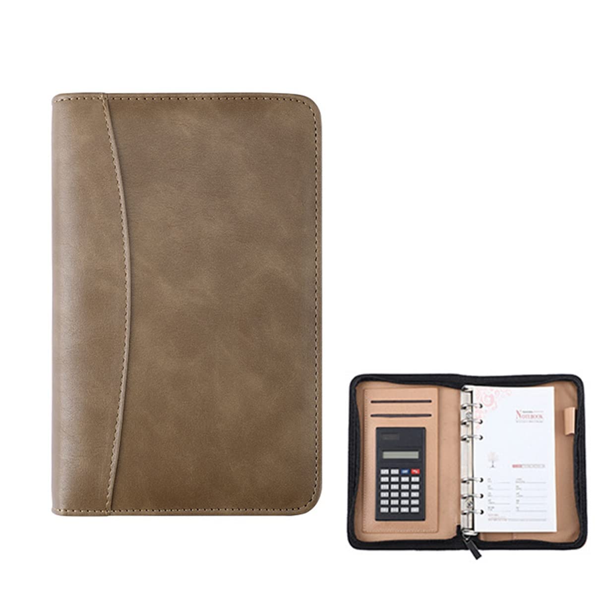 Cartella per Documenti in Pelle A4, Raccoglitore con cerniera A5/A6, raccoglitore Padfolio, raccoglitore per conferenze, riunioni, fascicoli esecutivi, organizzatore di documenti legali con calcolatr