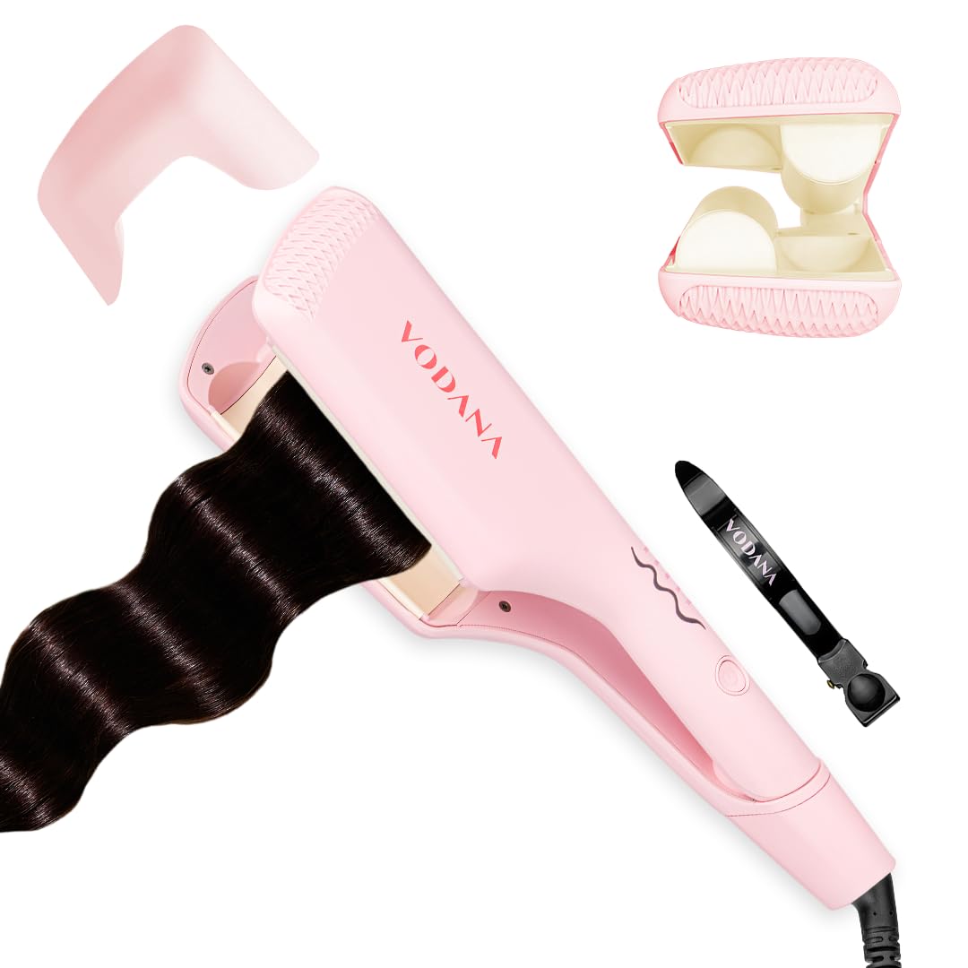 VODANA Professional Triple Flow Ceramic Hair Waver – Easy Beach Waves with Embedded Double Barrel Wave Iron. Experience Instant Heat, Long-Lasting Performance, and Quick Heat (1.25 inch, Pink Vanilla) VODANA Professional Triple Flow Ceramic Hair Waver – Easy Beach Waves with Embedded Double Barrel Wave Iron. Experience Instant Heat, Long-Lasting Performance, and Quick Heat (1.25 inch, Pink Vanilla)