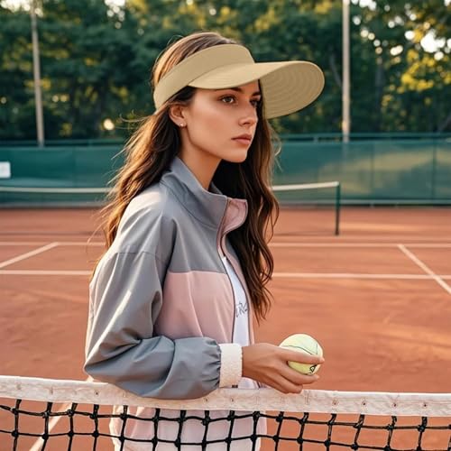 Image of WANDER Sun Visor Hats for Women Wide Brim UV Protection Adjustable Large Golf Beach Cap Packable Travel Sport Visor