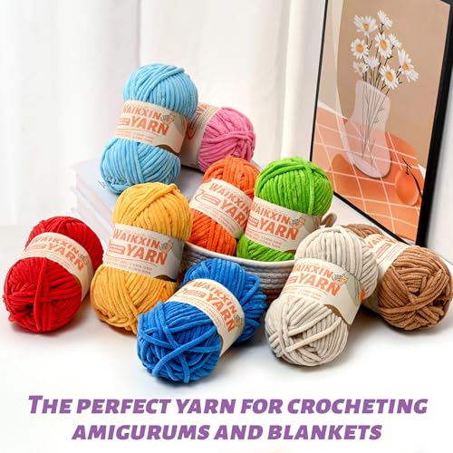 Image of (2 Navy Blue) 2 Pack Super Soft Fuzzy Chenille Chunky Yarn for Crocheting, 200g (175yds) Velvet Fluffy Amigurumi Yarn for Hand Knitting Baby Blankets Weaving Craft