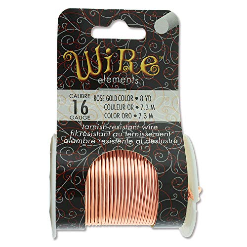 Image of The Beadsmith Wire Elements 16-Gauge Lacquered Tarnish-Resistant Copper Wire for Jewelry Making, 8 Yard, 7.32 Meter Spool (Rose Gold)