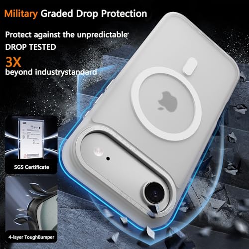 Image of Magnetic for iPhone 17 Air Phone Case, [Compatible with MagSafe], Screen Protectors X1, [Military Grade Drop Protection],Matte Finish,Slim,Shockproof,Protective (Frosted white, iPhone 17 air)