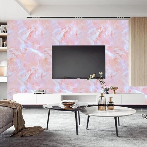 Image of KASHIVAL Wall Stickers Marble Wallpaper Furniture Jade Kitchen Counter, Cabinet Makeover, Almirah, Plastic & Wooden Tabletop, Wardrobe, PVC DIY Self Adhesive, Pink (Size : 60*200 cm) (Pink Marble A31)