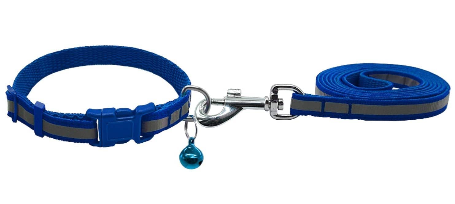 Dog Trust Reflective Safety Dog Leash Collar for Puppy Radium Set 0.5 Inch with Bell for Cats and Kitten (Blue) (B09Z86BQBD) Amazon Price History, Amazon Price Tracker