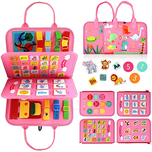 Qizfun Busy Board Jouet Montessori pour Bébé et Tout-Petits – Jouet Sensoriel Éducatif, Idéal comme Jouet de Voyage Avion et Voiture, Parfait Cadeau pour...