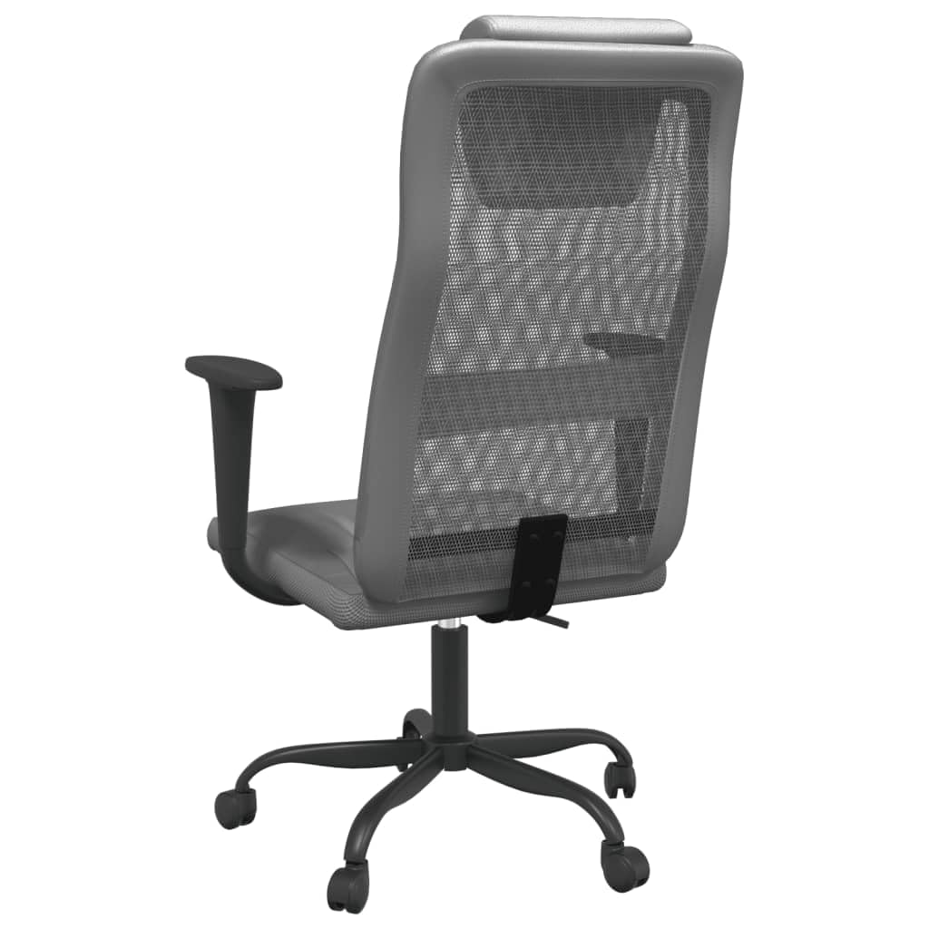 Silla de escritorio ergonómica gris con respaldo de malla y ruedas, silla de oficina regulable en altura con malla transpirable y piel sintética, giratoria y robusta para el lugar de trabajo