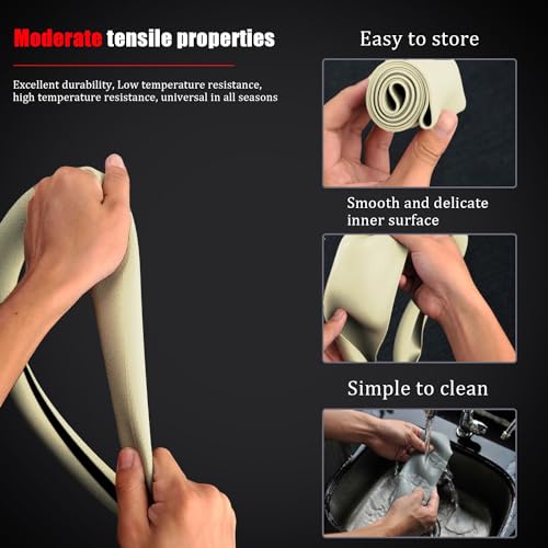 JDDRY Steering Wheel Cover,Silicone Steering Wheel Protector,Universal Vehicle Steering Wheel Cover,Steering Wheel Protective Cover (Beige,1PC)