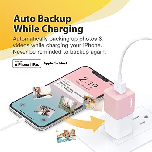 Qubii - Photo Storage Device for iPhone & iPad, Auto Backup Photos & Videos, Photo Stick for iPhone [microSD Card Not Included] - Pink - Thumbnail 4