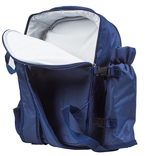 Lexi Home Insulated Navy Picnic Basket Set Backpack Cooler (Set for 2)