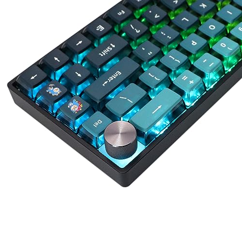 Image of MOLGRIA SKYLOONG GK68 Blue Backlit Gaming Keyboard with Side Transparent Pudding Keycaps, Hot Swappable Red Optical Switches, Type C Wired Knob Mechanical Keyboard for Win /Mac OS