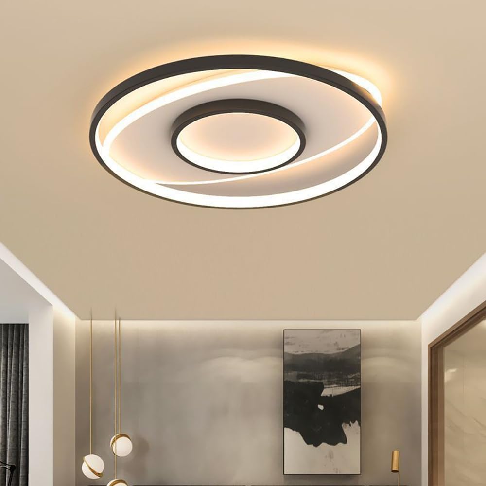 Lampa sufitowa do przedpokoju, balkonu, mała lampa sufitowa, do montażu podtynkowego 48 LED, oświetlenie salonu, okrągła, przyciemniana lampa do salonu