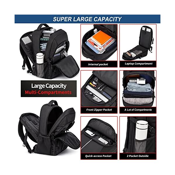Mochila Grande 55L Portatil 18.4 Pulgadas Ordenador con Puerto USB Antirrobo Impermeable - Imagen 4