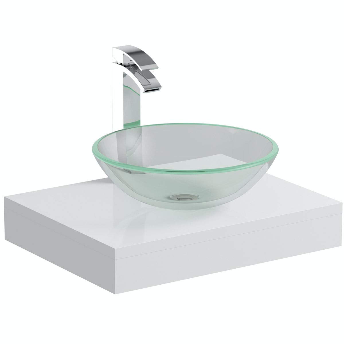 Buy Mode Orion white countertop shelf 600mm with Mackintosh glass