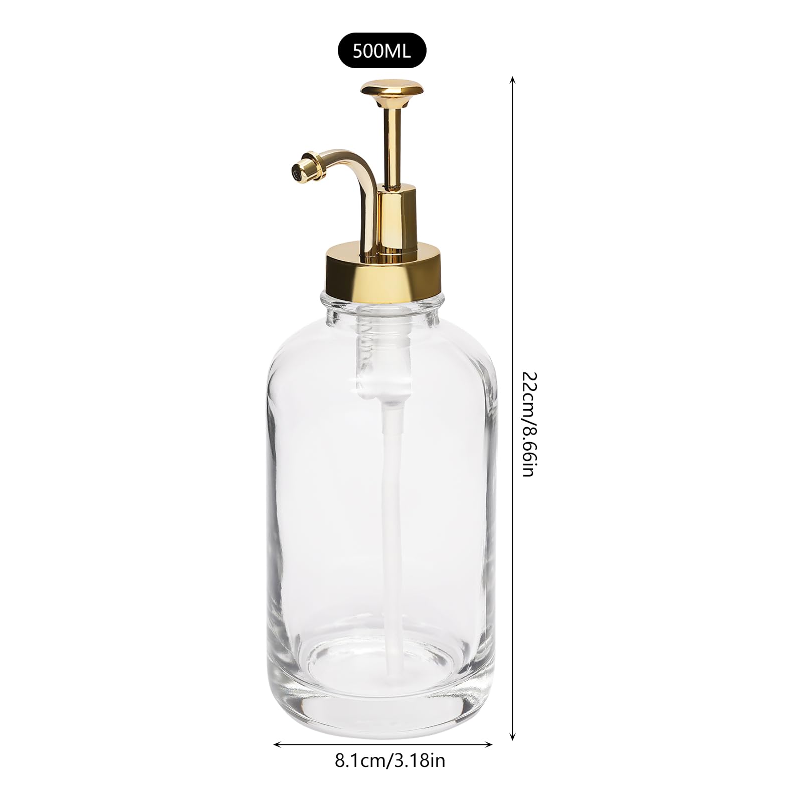 2 dispenser per pompa in vetro con imbuto, dispenser trasparente per sciroppi di caffè, bottiglia di sciroppo di vetro con pompa, capacità di ogni dispenser 500 ml