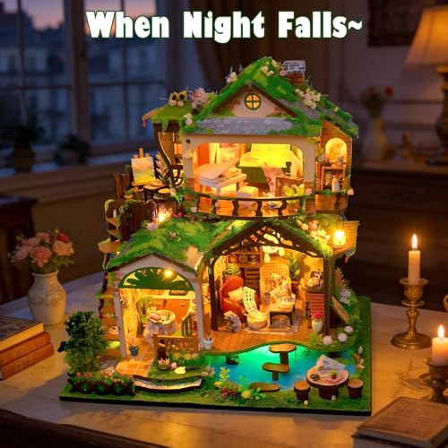 Maison de poupée avec LED et kit d'assemblage en bois Cuteefun - 4
