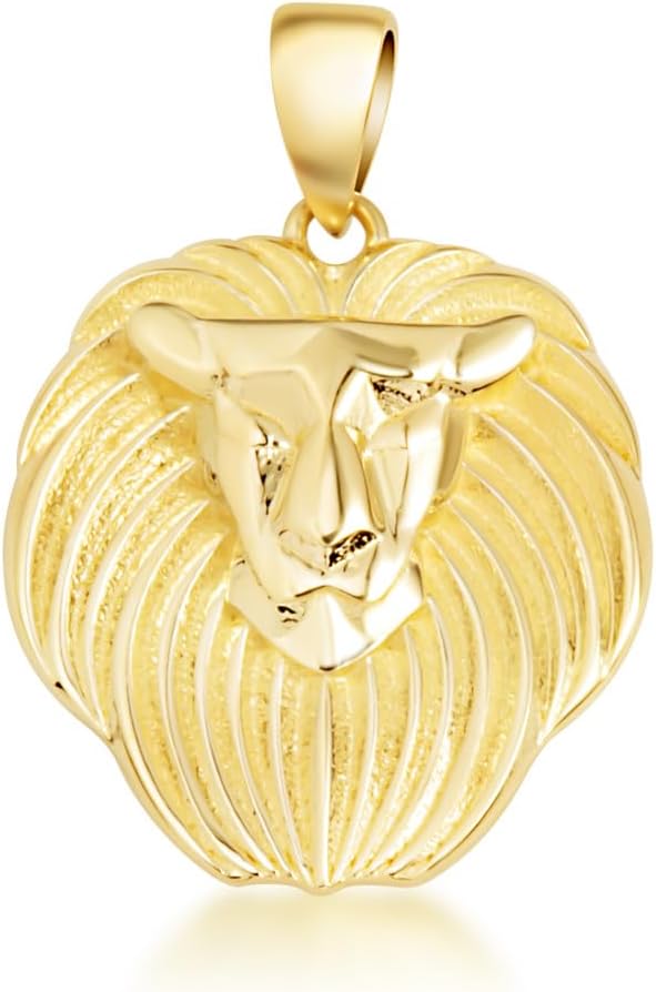 Gold Lion Head King of the Jungle Pendant Necklace | 10K or 14K Yellow Gold | Choice of Chain Length/Pendant Only