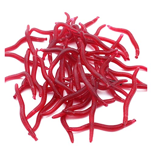 QAZWSXED LESANGBAIHUODIAN 100pcs/lot Soft Lure Earthworm Simulation Red Worms Artificial Fishing Baits Lifelike Tackle Fish Smell Baits (Color : 100 Pcs)