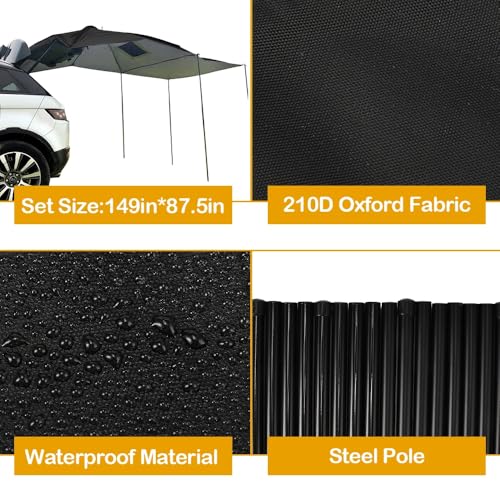 JSCARLIFE Multi-Functional Car Tent,Portable Trailer Tent Roof Top Car Shelter Ultra-Light Awning Anti-Sun and Rainproof Pergola Car Awnings for Outdoor Camping Travel Picnic Fishing Beach - Image 7