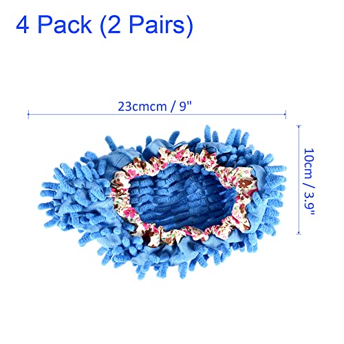 Image of M METERXITY 2 Pairs Washable Cleaning Shoes Cover - Floor Cleaning Dust, Chenille Microfiber Duster Mop Slippers, Apply to House Office Room (Blue)