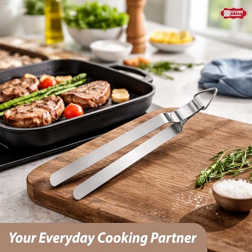 Image of Kitchen Expert Stainless Steel Tong | Set of 1 | Serving Food | Roti Chapati, BBQ Salad Tong | Stainless Steel Roti Chapati /Chimta /Chipya | Steel Utility Tong for Kitchen | Stainless Steel Tong