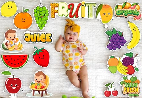 Image of Fruit Theme Baby Photoshoot Props Kit | Newborn & Kids Photography Cutouts Set | Fruit & Juice Theme Decorations | 250 GSM Cardpaper, Birthday Monthly Shoot Accessories