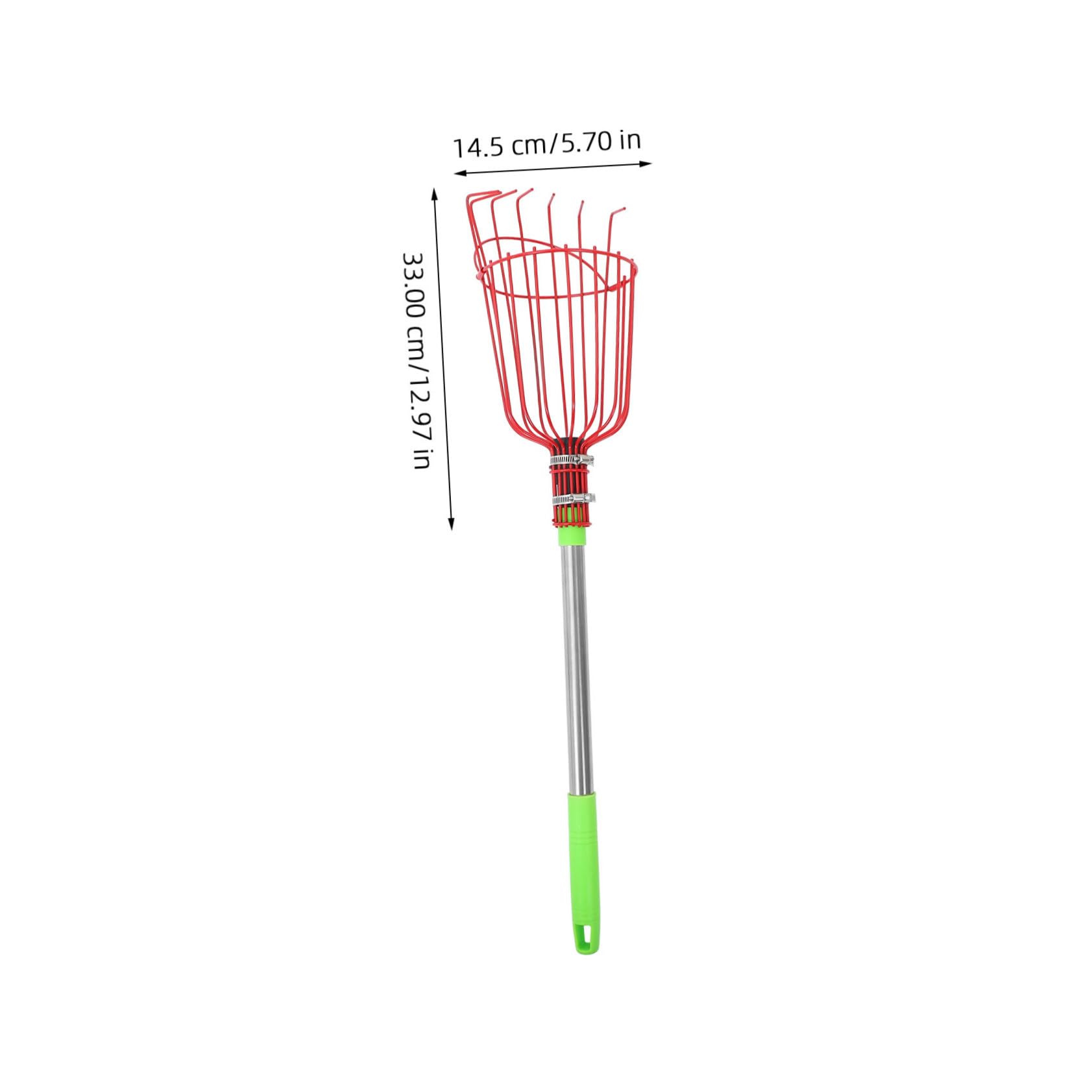 Tofficu Fruit Picker Telescoping Grabber Nut Picker Upper Picker Fruit Catcher for Trees Acorn Picker Fruit Tree Picker Harvest Basket Apple Picker Stainless Steel Red