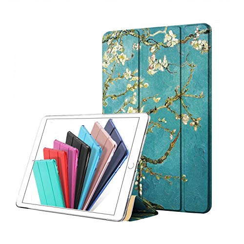 Image of DuraSafe Cases for iPad PRO 10.5 Air 3 [ PRO 10.5 Inch Air 3rd Gen ] A1701 A1709 A1852 A2152 A2123 A2153 A2154 Trifold Printed Hard Smart PC Transparent Back Cover - Blossom
