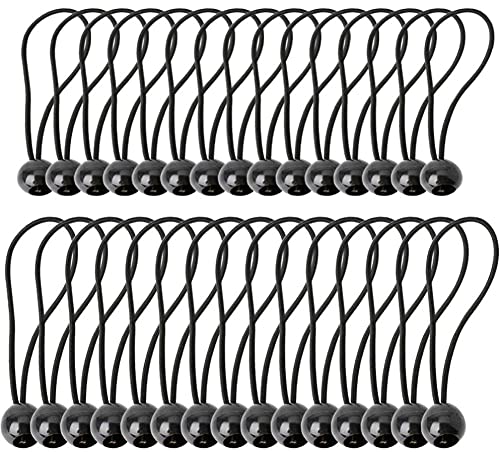KAHEIGN 40 Piezas Cuerdas De Bungee con Bolas, 2 Tamaño Lazos De Lona De Bolas Elásticas De Lona Correas Elásticas Ajustables para Carpa Camping Artículos para El Hogar Toldos Banderas