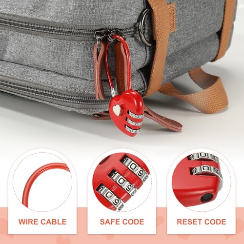 Candado de combinación de cable PATIKIL con cuerda de acero en forma de corazón de 3 dígitos 4