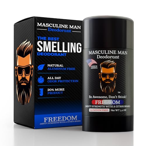 Image of Deodorant for Men - Aluminum Free Men's Natural Deodorant - Long-Lasting Fresh Minty Strength with a Citrus Spark Scent, Stain-Free, Made in USA, 3.2oz - Freedom