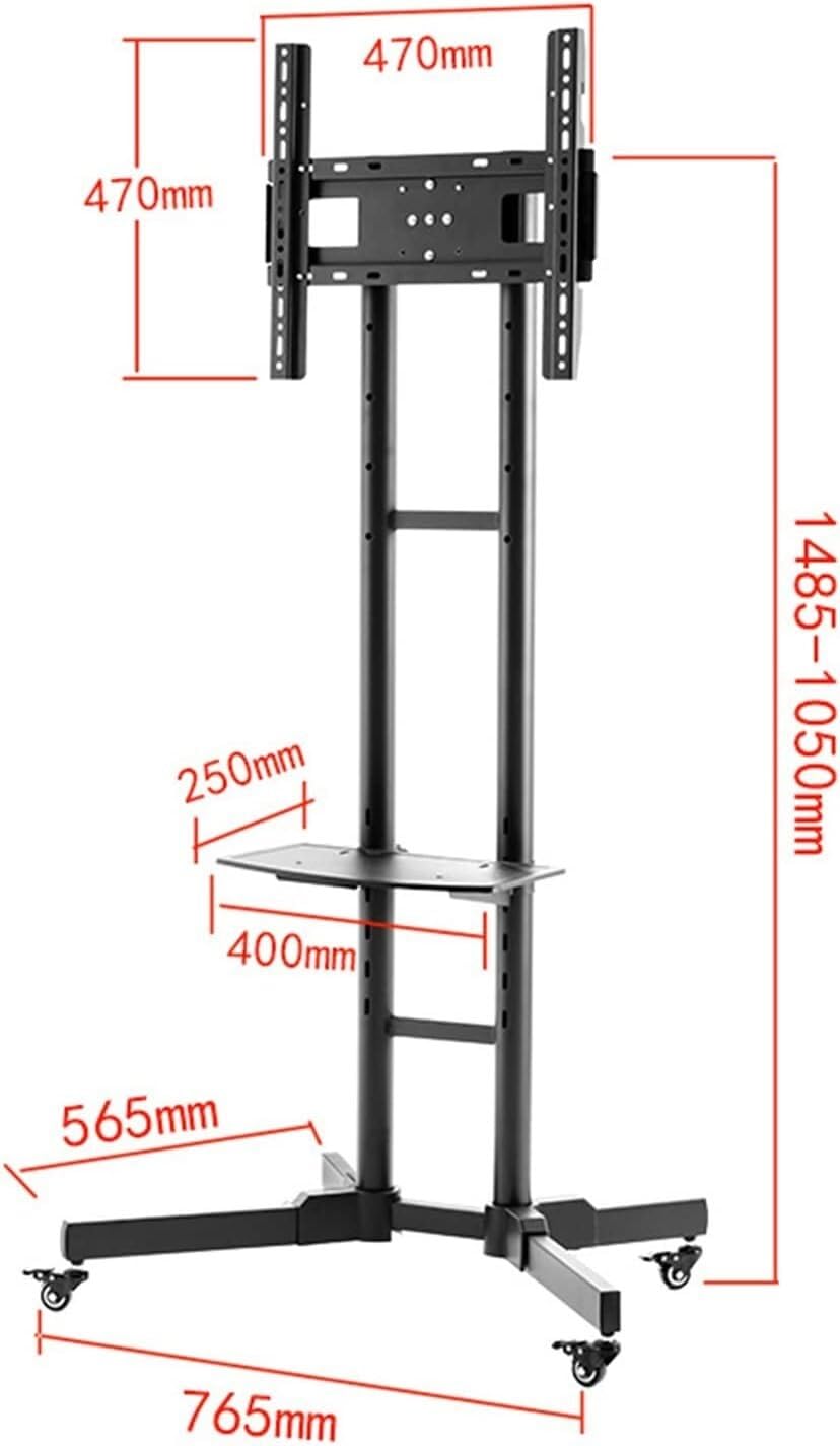 Stojak na telewizor na kółkach, nadaje się do ekranów o wysokości 81-165 cm, łącznie z półką