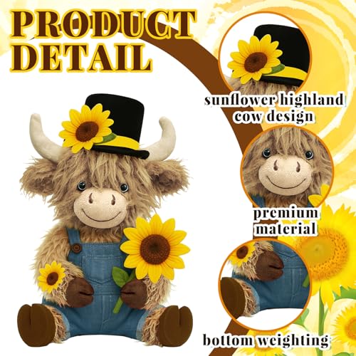 Set 2 Figuras Decorativas Vaca Highland con Girasol miniatura 4