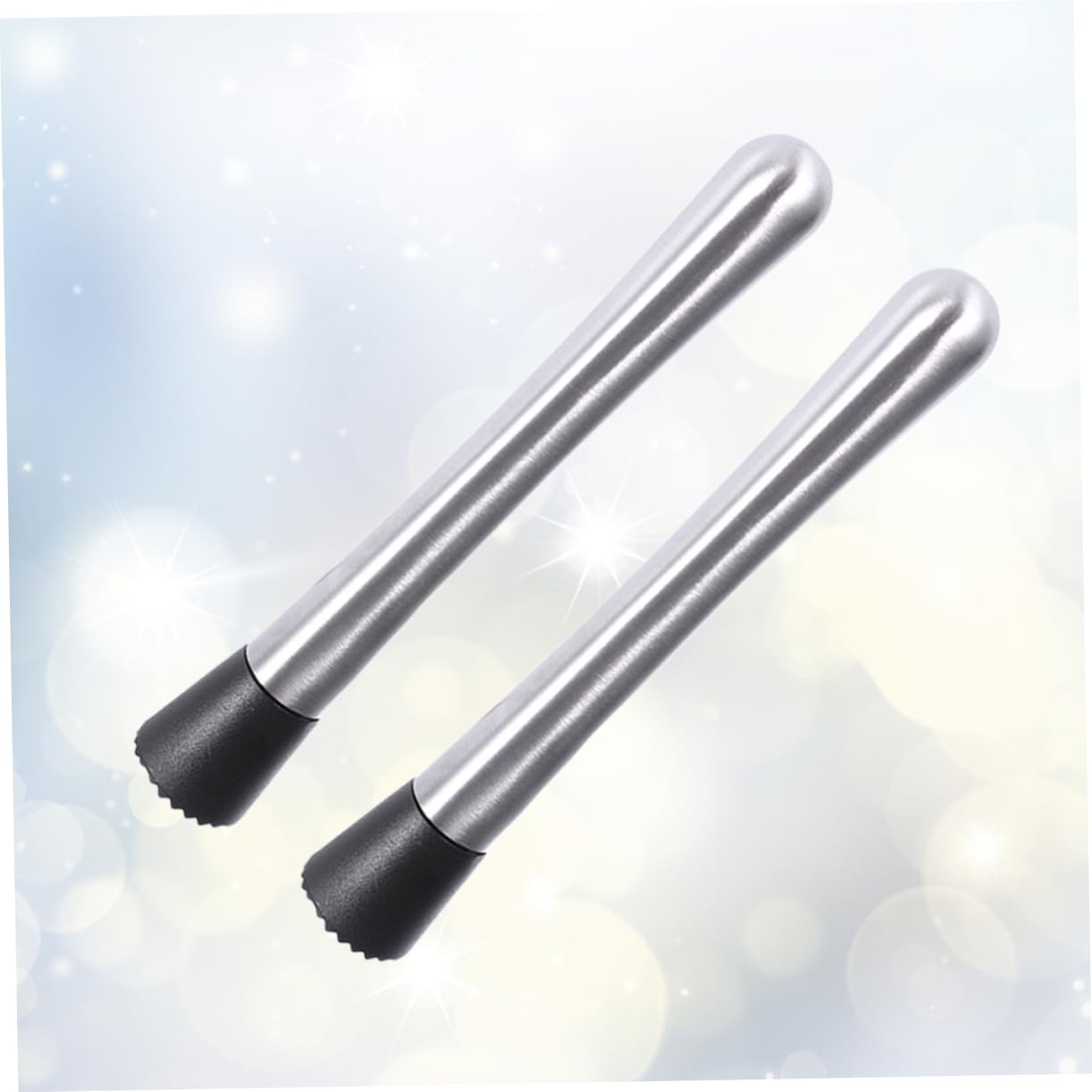 OUNONA 2 Pcs 304 Swizzle Stick Stainless Steel Bar Mixer Stainless Steel Party Bar Mixer Fruit Ice Crusher Cocktail Shaker Barware Bar Tool Silver re-usable