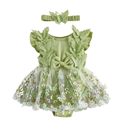 Image of Douhoow Baby Girl Dress Romper Baby Romper Dress Flowers Embroidery Tulle Skirt Infant Girl Summer Clothes with Headband