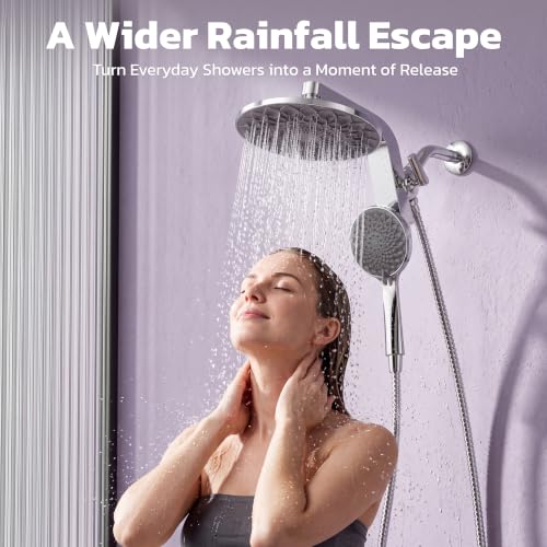 HOPOPRO Rain Shower Head with Handheld, 9" Dual Magnetic Shower Heads Combo