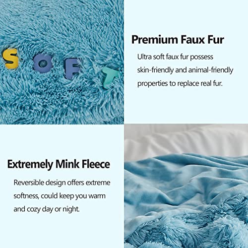 GONAAP Fuzzy Faux Fur Throw Blanket Sky Blue Super Soft Cozy Plush Fuzzy Shaggy Blanket for Couch Sofa Bed (Sky Blue, Throw(50"x60"))
