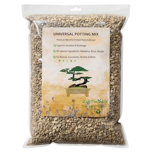 ZzbTwinkle Japanese Akadama Kiryu Hyuga Bonsai Soil Mix Premium All-Purpose Blend for Bonsai Tree Succulents Orchids and More - Medium Grain 3lb/2qt Superior Aeration Drainage & Water Retention