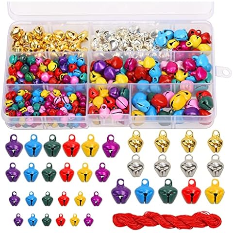 WEDNOK 325 PCS Jingle Bells Mini Bell Colorful Metal Small Bells Crafts DIY Bells with Storage Box for Decoration Making Gifts(7 Colours) Cover