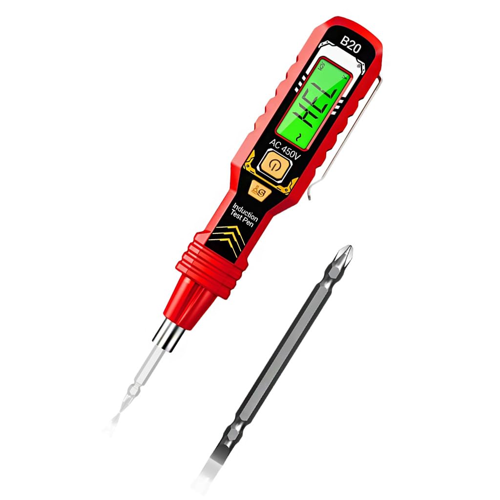 Serplex® Voltage Tester Pen 2-in-1 Non-Contact AC 450V Electrical Tester with LCD Display, Dual-Head Phillips and Slotted Screwdriver, LED Light, Buzzer Alarm and Auto-Off (No Battery Included)-image-47