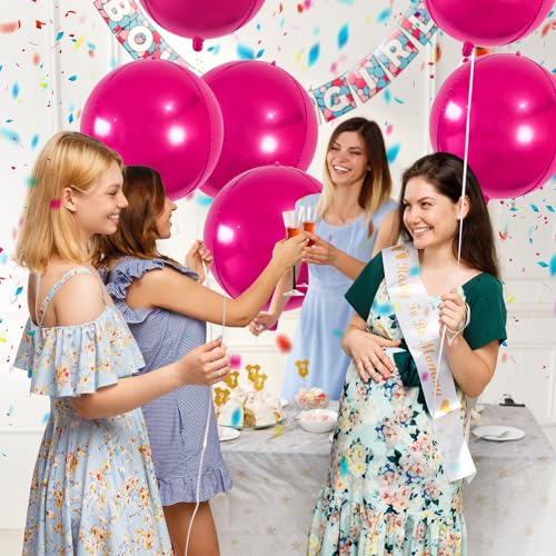 Image of Large Hot Pink Metallic Balloons - 22 Inch, 6 Pack 4D Foil Balloons for Party Decorations, Birthday Celebrations | Pink Party Supplies