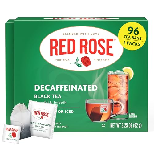 Red Rose Naturally Decaffeinated Tea 48-Count Boxes (Pack of 2)