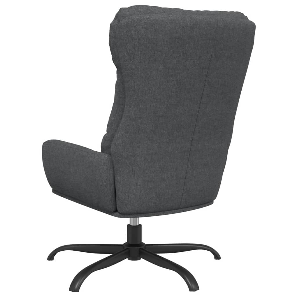 Sillón de relax de tela gris oscuro, silla giratoria para salón y dormitorio, estructura de metal, cómoda silla de lectura, 70 x 77 x 98 cm