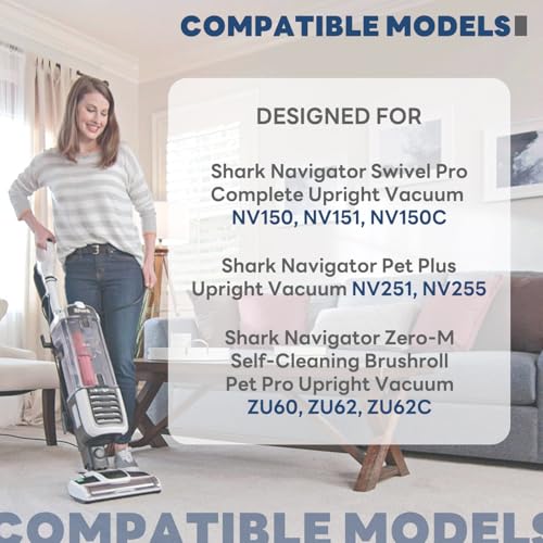 Image of Vacuum Filters Replacement for Shark Navigator Zero-M Self-Cleaning Brushroll Pet Pro Upright Vacuum ZU102 ZU100 ZU60 ZU62 ZU62C NV150 NV151 NV255 NV181,1 HEPA Filter, 2 Foam 2 Faux Felt Filters