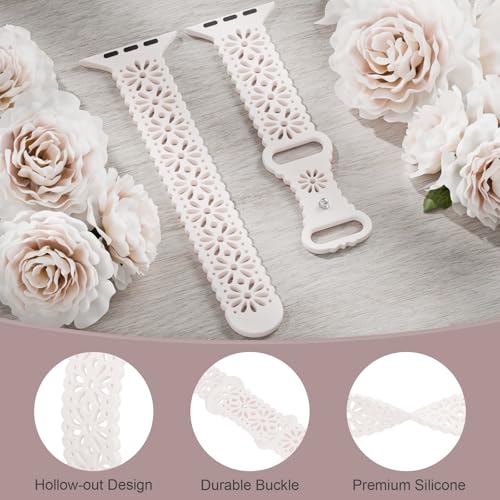 Image of Slim Lace Hollow-out Floral Silicone Bands Compatible with Apple Watch Band
