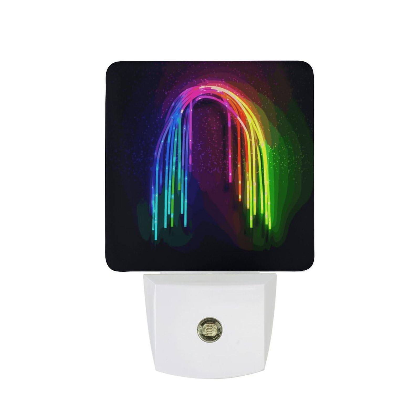 FodPand Night Light Plug Into Wall with Dusk to Dawn Sensor 0.5w Modern LED Rainbow Neon Plug in Night Lamp Warm White Glow Nightlight for Bedroom Hallway Kitchen Bathroom Stairs Corridor