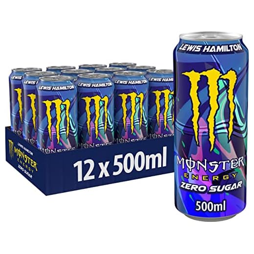 12 x Neu! Monster Energy Lewis Hamilton Zero - koffeinhaltiger Energy Drink mit erfrischendem Pfirsich-Nektarinen Geschmack - ohne Zucker und ohne Kalorien