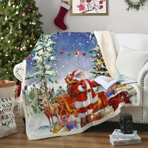 WONGS BEDDING Weihnachts Kuscheldecke 150x200 Sherpa Decke Rot...